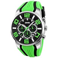 Men's and Boys’ Military and Sports Watch, Chronograph with Cool Analogue Quartz, Green