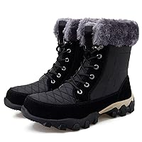 Men's Snow Boots Warm Faux Fur Winter Boot Lace Up Casual Outdoor Hiking Boots Fashion Comfort