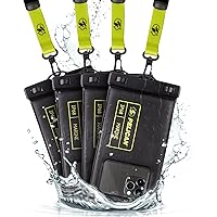 Pelican Marine - IP68 Waterproof Phone Pouch (4 Pack Regular Size) - Floating Phone Case For iPhone 15 Pro Max/ 14 Pro Max/ 13 Pro Max/ S24 Ultra - Detachable Lanyard - Black / Hi-Vis Yellow