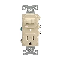 EATON Wiring TR274V 3-Wire Receptacle Combo Single-Pole Switch with Tamper Resistant 2-Pole, Ivory