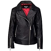 Kids Jackets Girls Designer's 100% Leather Jacket Zip Up Biker Coats (1-13Years)