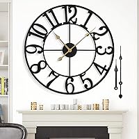 Large Wall Clock for Living Room Decor - 18 Inch Silent Non-Ticking Wall Clocks Battery Operated, Metal Vintage Retro Decorative Modern Wall Clock for Bedroom, Kitchen, Office, Farmhouse Decor