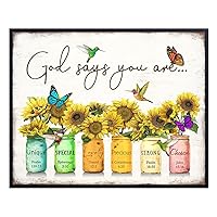 God Says You Are Wall Art Decor - Religious Scripture Encouragement Gifts for Women - Christian Affirmations - Rustic Inspirational Psalms Bible Verses - Catholic Gifts - Motivational Positive Quotes