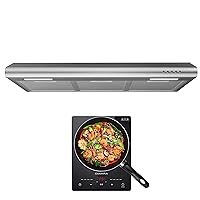 CIARRA Silm Range Hood 30 inch Under Cabinet and 1800W Single Induction Cooktop Burner Portable