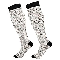 Knee High Compression Socks For Women Knee High for Teens Coffee Tags Fast Food
