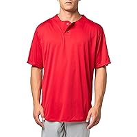 Russell Athletic Men's 2-Button Baseball Jersey-Short Sleeve Moisture-Wicking Dri-Power Performance Shirt