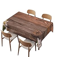 Rustic Wood tablecloth, 60x120 inch, Waterproof Stain Wrinkle Resistant Print tablecloths, for Family Kitchen Gatherings dining Dinner Decor-Rectangle Table Clothes for 8 Ft Tables, Brown Ivory Green