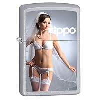 Zippo Lighter: I'm Ready - Satin Chrome Sexy Pin-up Girl 75783