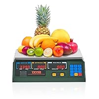 VEVOR Electronic Price Computing Scale, 66 LB Digital Deli Weight Scales, LED Digital Commercial Food Fruit Meat Produce Counting Weight, for Retail Outlet Store, Kitchen, Restaurant Market, Farmer