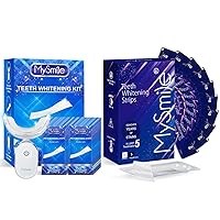 MySmile Teeth Whitening Kit with led Light and 10 Non-Sensitive Formulated 5X Plus Advanced Teeth Whitening Strips Refill Pack, Helps to Remove Stains from Coffee, Smoking, Wines