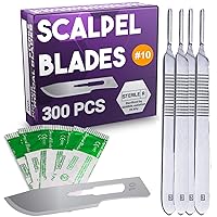 Pack of 4 Scalpel Handles + #10 Scalpel Blades 300 Pack Bundle Dermaplaning Blades #10