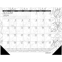 House of Doolittle 2024-2025 Monthly Desk Pad Calendar, Academic, Black and White Doodle, 22 x 17 Inches, August - July (HOD1875-25)