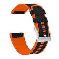 BARTON WATCH BANDS with Integrated quick release spring bars - Hybrid Silicone - Cordura Fabric, Water-Resistant Leather and Silicone Hybrid Watch Bands - Choice of Color & Width (18mm, 20mm, 22mm)