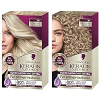 Schwarzkopf Keratin Color 10.1 Extra Light & 9.1 Light Ash Blonde Permanent Hair Dye Kit, Salon Inspired, 5X Stronger, Anti-Fade