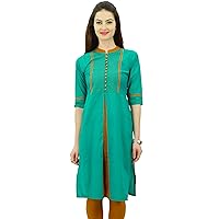 Women Solid Pattern Mandarin Collar Straight Kurti Indian Designer Ethnic Dress