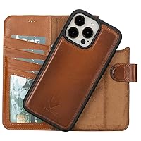 VENOULT Compatible with iPhone 13 Wallet Case for Man or Women, Genuine Leather Magnetic Detachable Luxury Folio Cover, Wirelss Charge, RFID, First Class Handmade Workmanship