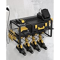 Wall Mount Power Tool Organizer and Charging Station - 6 AC Outlets, 3 Layers for Drills, Great as Heavy Duty Garage Tool Rack