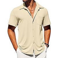 COOFANDY Mens Button Down Shirts Short Sleeve Casual Summer Beach Shirts Textured Shirt