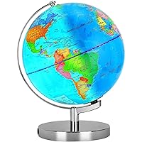 6 in1 Illuminated World Globe for Kids & Adults All Ages High Clear Map, Illuminates Educational Interactive Globe STEM Toy, Light Up Kids Globe Lamp,Earth Globe Gifts For Boys And Girls