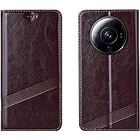 Case for Xiaomi 12S Ultra, Magnet Genuine Leather Wallet Shockproof Cell Phone Cover with [Card Slots] [Horizontal Viewing Stand] Flip Case for Xiaomi 12S Ultra,Brown 1