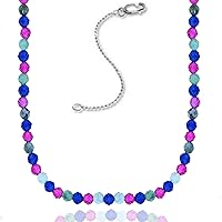 DECADENCE Sterling Silver Rhodium 2mm Rondelle Emerald/Dyed Ruby/Dyed Sapphire Beaded 16