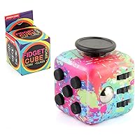 Cube Stress Relief Reduce Anxiety Toys Adults Children Colorful Decompression Dice Eliminate Bad Habits Multi Function Easy Carry Killing Time Gift Birthdays Festivals (Splash Color)