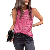 EVALESS Tank Top for Women Fashion Crewneck Sleeveless Clothing Trendy Polka Dots Tops Shirts Loose Fit Basic Tee Tshirts