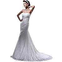 Elegant Ivory Lace Strapless Mermaid Court Train Wedding Dresses