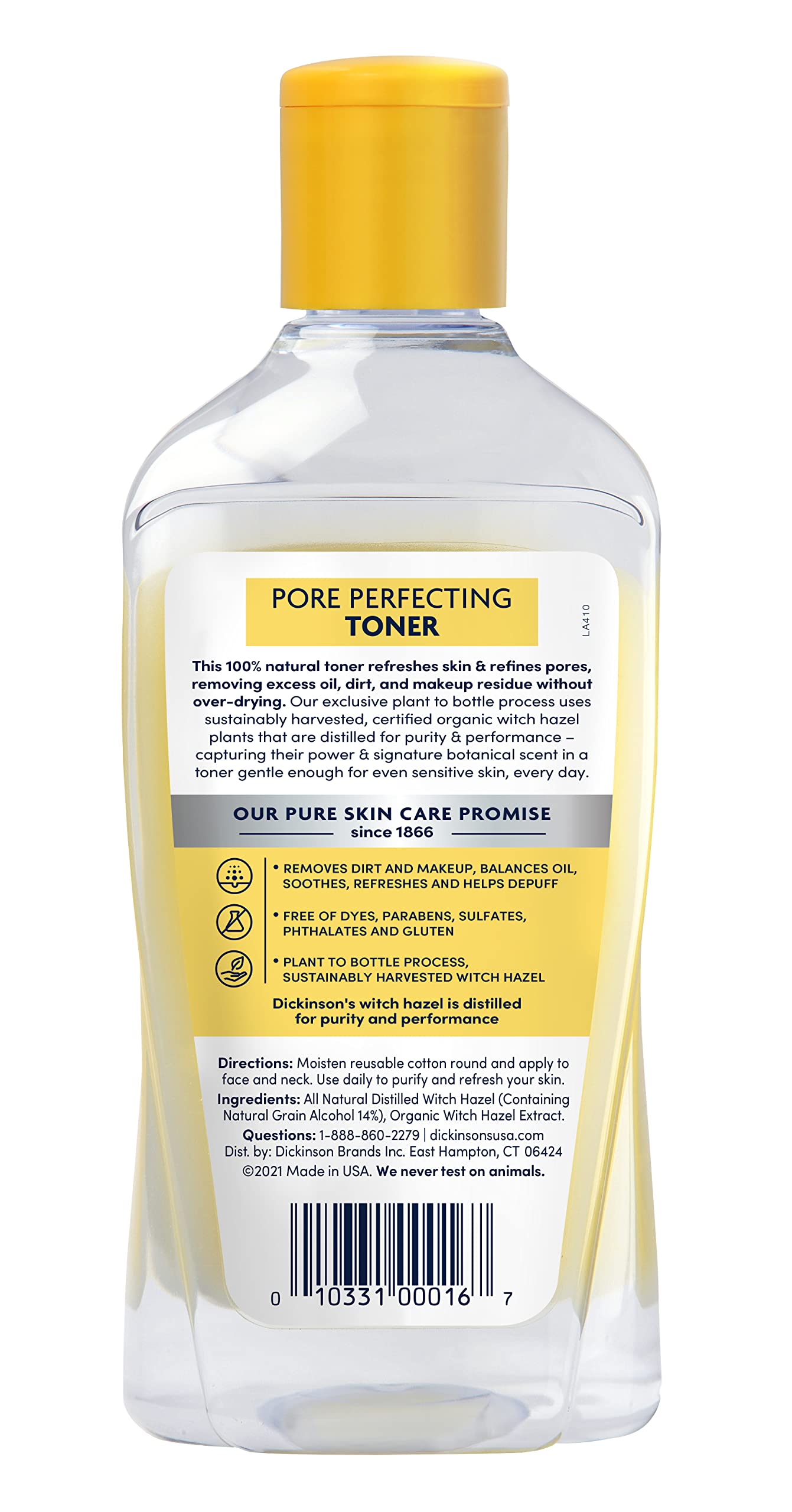 Dickinson's Original Witch Hazel Pore Perfecting Toner, 100% Natural, 16 Ounce Fragrance free