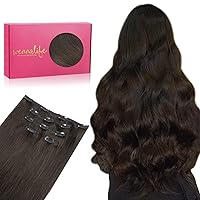 WENNALIFE Clip in Hair Extensions Real Human Hair, 85g 5pcs 22 Inch Remy Human hair Clip in Extensions Dark Brown Virgin Human Hair Extensions Clip Ins