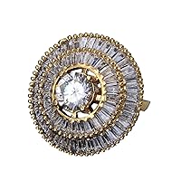 Fashion Rings Intricately Crafted in 18K Gold Plated Embellished with Cubic Zircon Semi Precious Stones Stylish Designer Finger Rings for Women Girls Ladies Free-Size (US:7)
