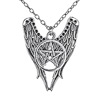 Necklace, Women's Jewelry, Supernatural Silver Tone Castiel Pendant Necklace with Chain