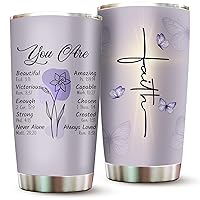 Christian Gifts for Women Faith - Christian Tumblers for Women Bible Gifts - Christian Tumbler Religious Gifts Spiritual Encouragement Inspirational Gifts for Women Stainless Steel Tumbler 20oz