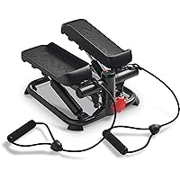 Sunny Health & Fitness Advanced Mini Steppers for Exercise at Home, Total Body Workout Stair Step Machine with Resistance Bands, Optional Smart Stepper with SunnyFit App Connection