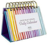 EXCELLO GLOBAL PRODUCTS, Motivational & Inspirational Perpetual Daily Flip Calendar Self-Standing Easel (Rainbow Stripe)