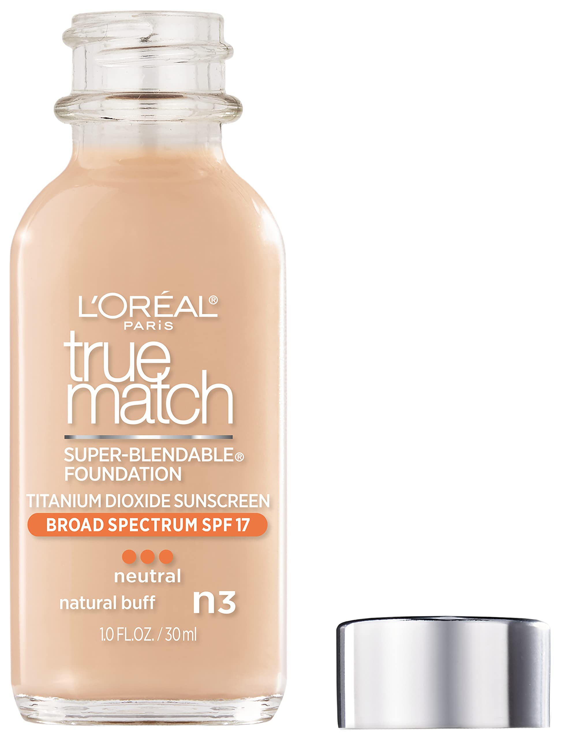 L'Oreal Paris Makeup True Match Super-Blendable Liquid Foundation, Natural Buff N3, 1 Fl Oz,1 Count