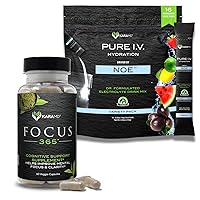KaraMD Pure I.V. + Focus 365 - Special Bundle - Variety Flavor Hydration Packets (16 Sticks) & Powerful Supplement for Memory & Concentration (60 Capsules) - Fuel Your Energy & Concentration Now