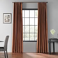 HPD Half Price Drapes Faux Silk Blackout Curtains 84 Inches Long for Bedroom & Living Room Vintage Textured Blackout Curtain (1 Panel), 50W x 84L, Copper Kettle