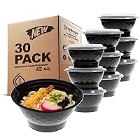 Meal Prep Bowl Containers [30 Pack] Plastic Bowls with Lids for Soup and Salad, Food Storage Bento Box, BPA Free, Stackable, Lunch Boxes, Microwave/Dishwasher/Freezer Safe (42 oz)