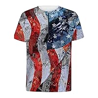 New National Flag Independence Day Men's Chest Zipper Short Sleeve Casual Round Neck Tshirt Shirt Pack Men