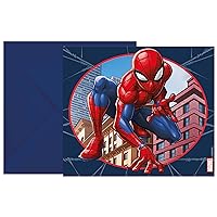 Procos 93951 – Spiderman Crime Fighter FSC Invitations with Envelopes, Birthday, Theme Party, Pack of 6