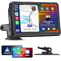 Wireless Carplay Screen for Car Compatible with Apple Carplay and Android Auto,Portable 7'' Car Play Screen with Mirror Link,Navigation,Voice Control,FM,Bluetooth for All Vehicles