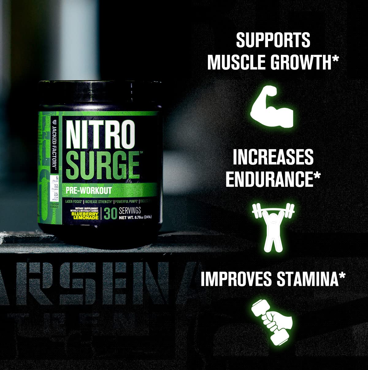 Jacked Factory Nitrosurge Pre-Workout in Sour Peach Rings & BCAA in Fruit Punch for Muscle Building and Recovery