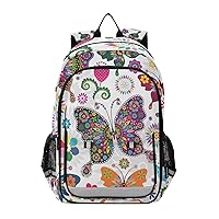 ALAZA Flower Butterfly Floral Laptop Backpack Purse for Women Men Travel Bag Casual Daypack with Compartment & Multiple Pockets