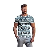 Men's T-Shirts Aztec Cotton Short Sleeve Big and Tall Casual Stylish Vintage Graphic Tees Oversized T Shirts (XS-4X)