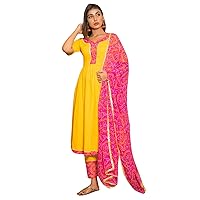 Indian Kurti for Womens With Pant | Rayon Printed Kurta Dupatta Kurtis Dress For Women Tops Tunic
