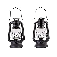 Pack of 2 Vintage Rustic Accent Kerosene Dietz Electric Lantern Oil Lamp with Edison LED Bulb Black Matte Finish Nightstand Desk Table Lamps Antique Designer Light Study Room 12 Inches Tall Farmhouse