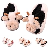 Kids Cow Slippers丨Toddler Boys Girls Animal Slippers丨Youth Fuzzy Slippers丨Comfy House Slippers丨Memory Foam丨Cute Cartoon丨Soft Non-slip