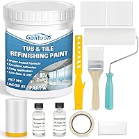 Tub and Tile Refinishing Kit, Tile Paint Touch Up Paint 35oz with Tools, Odorless DIY Countertop Paint for Wall, White Paint for Fiberglass/Bathroom/Floor/Cabinet/Kitchen/Porcelain (Semi-Gloss White)