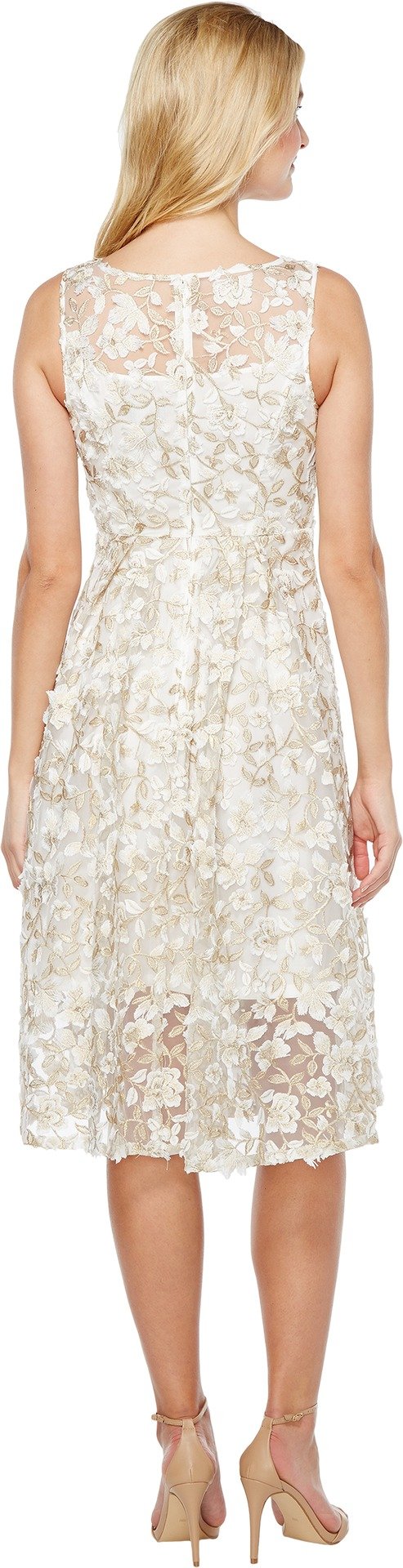 Adrianna Papell Women's One Size 3D Embroidery Fit and Flare Dress